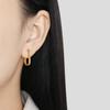 Aretes de Estilo Coreano Nuevo Nicho Ins Rectangular Asimétrico Patrón Martillado Aretes de Acero Titanio Personalizados de Moda