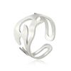 Anillo de acero inoxidable de forma irregular, corte irregular, acero de titanio caliente, lindo y divertido, chapado en oro real, no se decolora