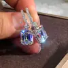 Pendientes cuadrados de moda simples con circonita para mujer, pendientes colgantes geométricos de lujo exquisito, venta al por mayor