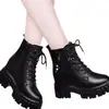 Botas estilo Martin versátiles de cuero suave con tacón grueso para mujer, nueva colección otoño/invierno 2026, botines con forro de felpa, diseñados para mujeres menudas con tacón oculto y suela gruesa