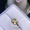 Anel de Citrino Amarelo da Sorte com Pedra Solta Incrustada Tamanho 8*8mm, Feito de Prata Esterlina 925 Banhada a Ouro 18K, Exclusivamente para Pequenos Produtos Transfronteiriços
