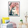 Pintura de Diamantes Punto de Cruz DIY Hecho a Mano Venta Caliente en Amazon Estilo Japonés Flor de Cerezo Rosa Gato Lindo Animal Sala de Estar