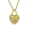 Directo de fábrica europeo y americano para hombre hip-hop colgante estéreo diamante imán medio corazón roto collar