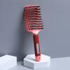 Pente Fofo para Cabelo, Pente Dourado com Gradiente Suavizante, Pente de Costela com Recorte Curvo para Cabelo Cacheado, Artefato de Estilização com Cerdas de Porco