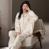 2025 Nova Primavera e Outono Algodão Pijamas de manga comprida Cardigan Feminino Floral Algodão Feminino Outwear Cross-border Home Clothes