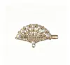 Presilha de Cabelo de Liga de Zinco com Laço de Strass Novo Estilo Transfronteiriça para Mulheres, Presilha Lateral para Franja, Presilha Bico de Pato Flor de Pérola, Acessório de Cabelo