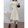 Vestido con cremallera y escote en forma de corazón, forro polar, otoño e invierno, nuevo estilo francés para mujer, abrigo interior a juego, falda interior a juego de longitud media