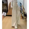 Pantalones Anchos Color Albaricoque Estilo Retro Americano para Mujer, Novedad Primavera y Otoño 2025 de Cintura Alta con Diseño Adelgazante con Patchwork, Pantalones Rectos Sueltos