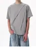 Venda Direta da Fábrica Camiseta de Manga Curta para Homem, Estilo High Street Americano de Verão, Pulôver Desconstruído com Gola Redonda, Design de Marca Tendência, Camiseta de Corte Amplo