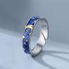 Regalo para Pareja Un Par de Anillos S602 Cielo Estrellado de Plata de Ley para Conmemorar la Antigua Carta de Amor de Van Gogh Anillo Suelto