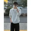 Sudadera con media cremallera y cuello alto estilo Retro Americano para Hombre, Otoño, Tejido Pesado, Capa Interior, Capa Base 2026 Ropa Exterior para Parejas