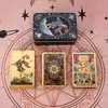 Cartas de Tarô Waite Mini Douradas Clássicas, 78 Cartas, Portátil e à Prova d'Água