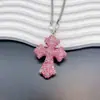 Colar com Pingente de Ornamentos Religiosos Hip-Hop Transfronteiriço Europeu e Americano Decoração para Pendurar no Interior do Carro Cruz Cravejada de Diamantes