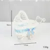 Cesta para Bebé Tejida de Ratán Sintético, Cesta Pequeña con Forma Ovalada de Carrito de Flores, Cochecito Decorativo Lindo, Cesta de Ratán para Dulces, Cesta de Flores