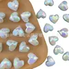 Contas facetadas iridescentes em formato de coração de 17*19mm com furos retos para pulseiras artesanais DIY, correntes de celular e acessórios para pendurar no carro