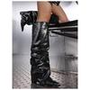 Botas Altas de Punta Fina con Tacón Grueso de Exportación Europea y Americana para Mujer Otoño e Invierno Nuevas Botas de Jinete Rectas con Patrón de Cocodrilo Botas de Moda con Tacón Alto