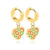 Deseo venta caliente estilo japonés viento fresco suave patrón de corazón dorado patrón aretes de acero inoxidable aretes al por mayor