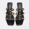 Sandalias de Tacón Alto Cuadradas Estilo Francés con Diseño de Remaches, Tacones de Aguja Abiertos de Moda y Elegantes, Nuevos Tacones Altos de Verano para Mujer