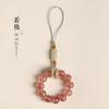 Colgante de cadena para teléfono móvil con forma de fresa original, con cuentas de cristal, anillo resistente a caídas, con un toque manual de piedra solar, exquisito colgante femenino.