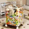 Caixa Organizadora de Brinquedos com Rodas, Caixa Organizadora para Sala de Estar e Quarto, Caixa de Armazenamento de Grande Capacidade para Lanches e Itens Diversos de Guarda-Roupa