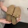Zapatos Birkenstock Retro Pantuflas de Punta Cerrada para Mujer Primavera 2026 Nuevo Estilo Hebilla Suela Gruesa Slip-on Birkenstock Medias Pantuflas