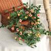 Decoração de Parede para Casa com Trepadeira de Rosas Tubulação de Aquecimento e Ar Condicionado Trepadeira Artificial Flor Artificial Trepadeira Planta Verde Flor Artificial