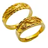 Anillo Abierto de Cobre Chapado en Oro Estilo Étnico 24K Patrón de Dragón para Hombre Anillo de Fénix para Mujer Anillo de Pareja Dragón y Fénix Dorado Arena Ajustable