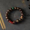 Pulseira National Tide Artística Retro Simples 2024 Boa Sorte Kalimantan Black Oil Agarwood [Five Way God of Wealth] Pulseira