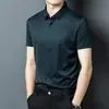 Camisa Formal de Color Sólido para Hombre, Sin Costuras, Cuello de Solapa Elástico, Manga Corta, Alta Calidad, Anti-Arrugas, Sedosa, Estilo de Negocios, Camisa de Moda