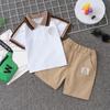 Roupas de Verão Infantis Transfronteiriças, Conjunto de Manga Curta para Crianças, Conjunto de 2 Peças Camisa Polo + Shorts de Camiseta, Moderno para Crianças Pequenas, Atacado