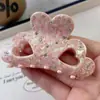 YHJ accesorios para el cabello nuevo pasador de pelo con incrustaciones de diamantes pasador de acetato de alta calidad con forma de corazón pinza de tiburón para recogido en la parte trasera pinza para el pelo