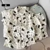 Fábrica Directa Conjunto de Pijama de Algodón Nube de Verano para Mujer 2026 Nuevo Estilo Manga Corta Pantalones Cortos para Niña Estudiante Dibujos Animados Ropa de Casa