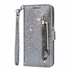 Adecuado para Samsung Note20 Funda con Cuerda y Cremallera Brillante para Teléfono Móvil Note20 Ultra Tapa Flip Funda Protectora para Mujer