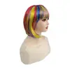 Atacado do Fabricante Comércio Exterior Moda Europeia e Americana Feminina Colorido Arco-Íris Curto Liso Peruca Bob com Repartição no Meio Acessório para Cabeça
