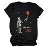 Camiseta feminina independente da Amazon, da moda, única e divertida, com caveira "well shit", balão, rosa, gola redonda e manga curta