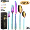 Amazon Padrão Pedra Conjunto de 20/30/40 Peças Hotel Transfronteiriço Casa Aço Inoxidável Talheres Ocidentais Faca, Garfo e Colher para Steak