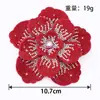 Adorno de cabeza de flor de pedrería accesorio DIY, accesorio de ropa, decoración de zapato de flor, aplique de tela de tres capas, peonía tridimensional