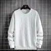 Suéter masculino de manga longa, com caimento solto, moderno, estilo streetwear americano, com gola redonda, apresentando um padrão jacquard tridimensional, perfeito para usar no outono.