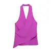 Para Comércio Exterior Transfronteiriço Europeu e Americano Roupas Femininas Aliexpress Mais Vendidas Verão Simples Versátil Textura de Cetim de Seda Top com Decote Halter