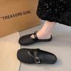 2025 Nuevas Mulas Planas de Verano para Mujer para Exterior con Punta Cerrada, Slip-On, Modernas, Versátiles, Sandalias Casuales