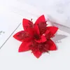 Decoraciones de Flores Doradas con Purpurina para Navidad, Flores Artificiales, Decoraciones Festivas para Celebraciones, Palitos Retorcidos, Materiales para Árbol de Navidad, Accesorios Decorativos