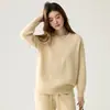 Nuevo Estilo Otoño Suave Pegajoso Amigable con la Piel Cachemir Tejido para Mujer Hombro de Silla de Montar Cuello en V Manga Larga Holgado Suéter Pulóver Top