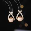 Pendientes de plata S925 con diseño personalizado de aguja y perla de circonita cruzada para mujer, modernos, ligeros, de lujo, de alta gama, elegantes, de celebridades de Internet.