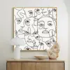 Pintura de Parede para Fundo de Sofá de Sala de Estar Moderna Figura Linha Quadrado Criativo Mural Nórdico Simples Abstrato Pintura Decorativa