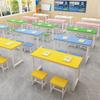 Escritorios y Sillas para Estudiantes de Primaria y Secundaria Combinación Mesa Larga Color Clase de Tutoría Individual y Doble Mesa de Entrenamiento de Doble Capa