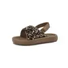 Pantuflas de punta abierta para niñas, nuevo estilo primavera-verano 2026, zapatos de princesa con lentejuelas para niñas, adecuados para usar en casa y al aire libre, elegantes y modernos para niños pequeños y bebés