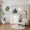 Gabinete de Chimenea de Crema Estilo Francés con Iluminación, Gabinete Decorativo para Almacenamiento en Sala de Estar, Gabinete de Entrada para Sesiones de Fotos, Habitación de Homestay Estilo Ins