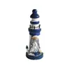 Adornos de Faro Pequeño de Madera Estampada Oceánica Estilo Mediterráneo Transfronterizo 13cm Manualidades Creativas Decorativas Regalos