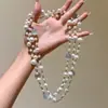 Collar Vintage de Perlas y Ojo de Gato con Cuentas Moda Simple Versátil Cadena para Clavícula Lujo Ligero Elegante de Gama Alta para Mujer