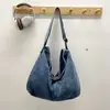 Bolsa de brim grande capacidade estilo coreano Dongdaemun retalhos simples modelo novo 2026 bolsa transversal casual retrô para mulheres